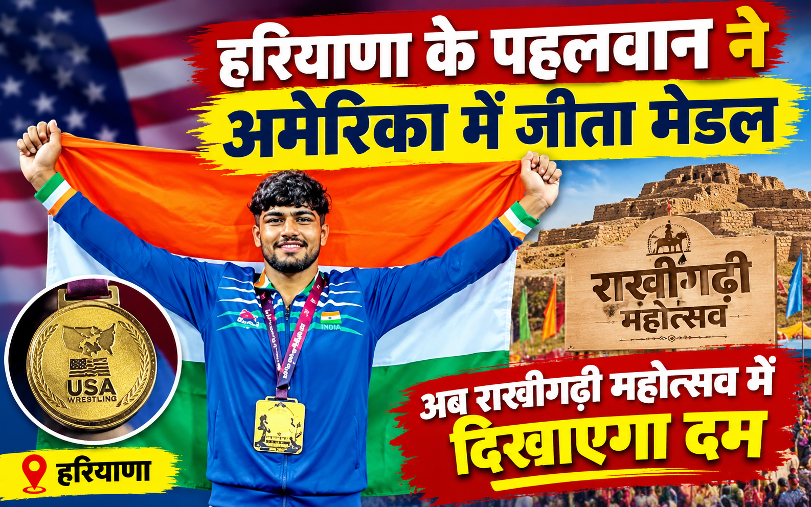 राखीगढ़ी महोत्सव में दिखेगा अमेरिका विजेता हरियाणवी पहलवान का दम