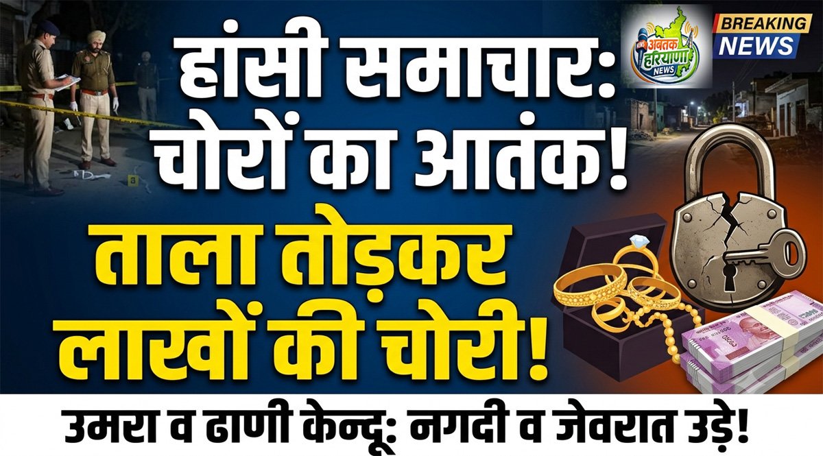 हांसी समाचार: उमरा और ढाणी केन्दू में लाखों की चोरी, ताला तोड़कर नकदी व जेवरात ले उड़े चोर