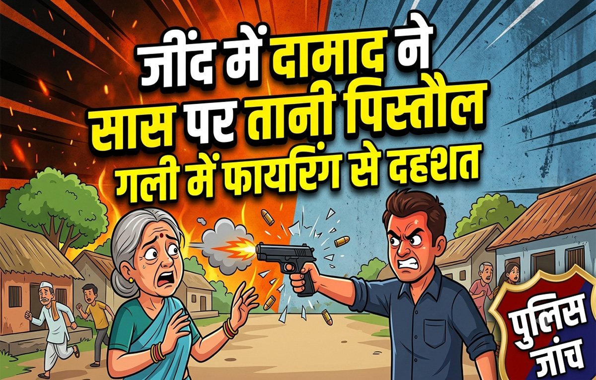 जींद में दामाद ने सास पर तानी पिस्तौल: गली में फायरिंग से ग्रामीणों में दहशत, जानें पूरा मामला