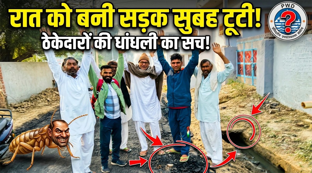 Hansi News: भाजपा राज में ठेकेदारों की बल्ले-बल्ले, रात को बनाई सड़क सुबह टूटी